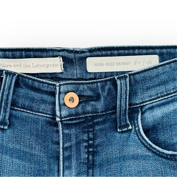 Anthropologie Pilcro High-Rise Skinny Distressed Jeans in Blue Women’s Size 26 - Picture 4 of 8